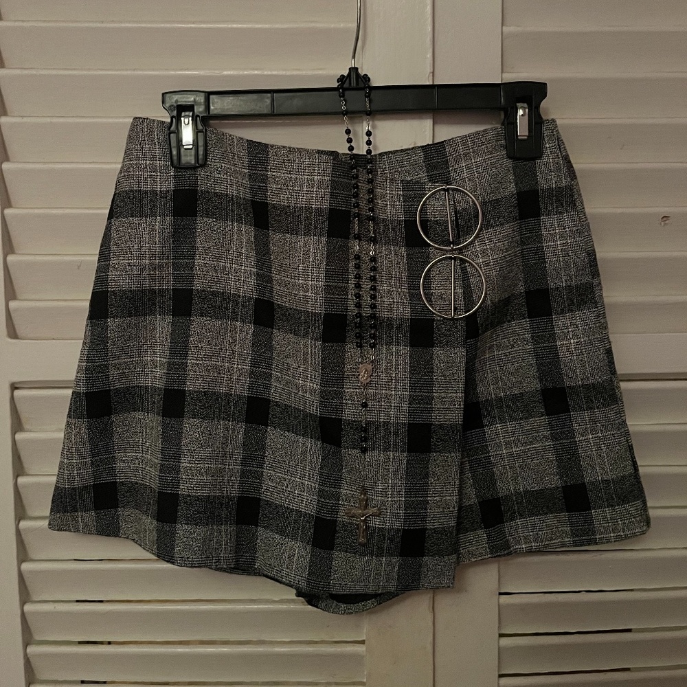 Acne Studios Mini Skort in Grey Plaid